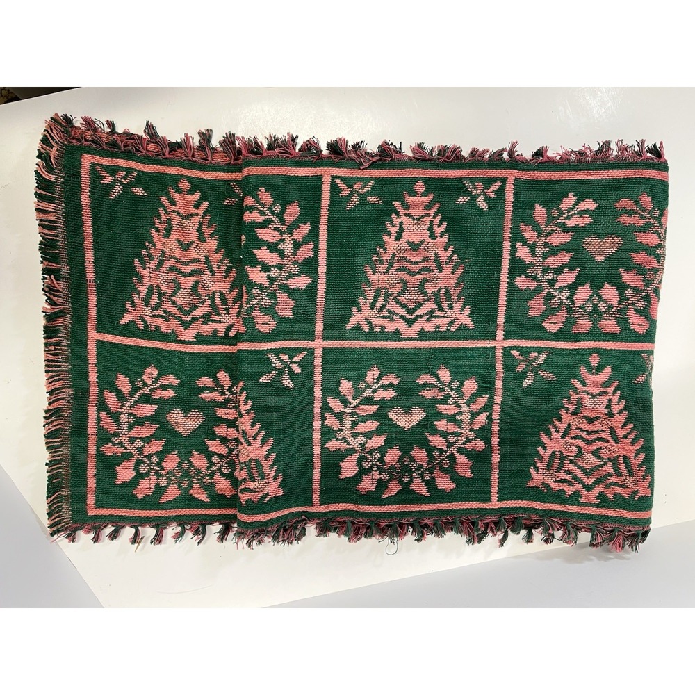 6 Ft Christmas Holiday Tapestry Woven Red And Pink Table Runner